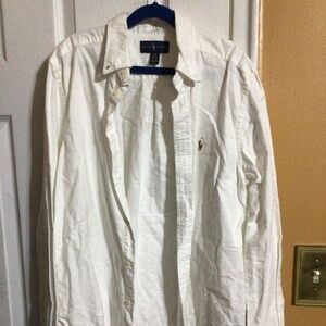 Polo Ralph Lauren white button down collared shirt large 14/16